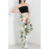 Desenli Keten Pantolon Yeşilturuncu - 40991.701.