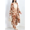 Desenli Kimono Takım Bejkahve - 19767.1247.
