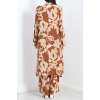 Desenli Kimono Takım Bejkahve - 19767.1247.
