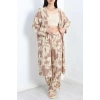 Desenli Kimono Takım Kahvebej - 19767.1247.
