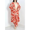 Desenli Kimono Takım Kırmızıbej - 19767.1247.