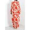 Desenli Kimono Takım Kırmızıbej - 19767.1247.