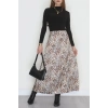 Desenli Yırtmaçlı Saten Etek Leopar - 4315.1595.