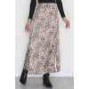 Desenli Yırtmaçlı Saten Etek Leopar - 4315.1595.