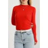 Dik Yaka Parmak Geçmeli Viskon Body Kırmızı - 40076.599.