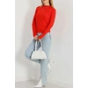 Dik Yaka Parmak Geçmeli Viskon Body Kırmızı - 40076.599.