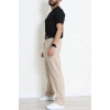 Dokuma Beli Lastikli Baggy Erkek Pantolon Bej - 71351.1871.