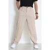 Dokuma Beli Lastikli Baggy Erkek Pantolon Bej - 71351.1871.