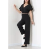 Dokuma Modal Kumaş Kemerli Tulum  Siyah - 7811.1437.