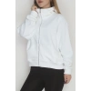 Double Face Kumaş Fermuarlı Kapşonlu Sweat Ekru - 42677.1437.