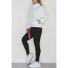 Double Face Kumaş Fermuarlı Kapşonlu Sweat Ekru - 42677.1437.