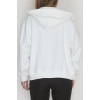 Double Face Kumaş Fermuarlı Kapşonlu Sweat Ekru - 42677.1437.
