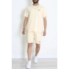 Double Face Özel Kumaş Oversize Erkek Şortlu Takım Bej - 80900.1837.