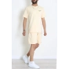 Double Face Özel Kumaş Oversize Erkek Şortlu Takım Bej - 80900.1837.