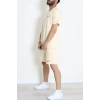 Double Face Özel Kumaş Oversize Erkek Şortlu Takım Bej - 80900.1837.