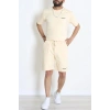Double Face Özel Kumaş Oversize Erkek Şortlu Takım Bej - 80900.1837.