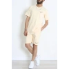 Double Face Özel Kumaş Oversize Erkek Şortlu Takım Bej - 80900.1837.