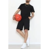Double Face Özel Kumaş Oversize Erkek Şortlu Takım Siyah1 - 80900.1837.