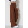 Double Krep Kumaş Önden Pileli Pantolon Acıkahve - 42784.1567.