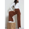 Double Krep Kumaş Önden Pileli Pantolon Acıkahve - 42784.1567.