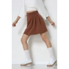 Double Krep Kumaş Pileli Mini Etek Acıkahve - 42798.1567.