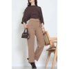 Double Kumaş İp Bağlamalı Palazzo Pantolon Sütlükahve - 51268.683.