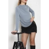 Drape Detay Sandy Bluz Gri - 70698.1949.