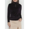 Drape Detaylı Kadife Bluz Mürdüm - 42664.1949.