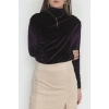 Drape Detaylı Kadife Bluz Mürdüm - 42664.1949.