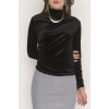 Drape Detaylı Kadife Bluz Siyah - 42664.1949.