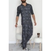 Düğmeli Süet Erkek Pijama Takımı Füme - 42641.1951.
