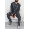 Düğmeli Süet Erkek Pijama Takımı Füme - 42641.1951.