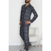 Düğmeli Süet Erkek Pijama Takımı Füme - 42641.1951.