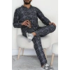 Düğmeli Süet Erkek Pijama Takımı Füme - 42641.1951.