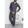 Düğmeli Süet Erkek Pijama Takımı Füme - 42641.1951.