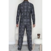 Düğmeli Süet Erkek Pijama Takımı Füme - 42641.1951.