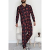 Düğmeli Süet Erkek Pijama Takımı Kırmızılaci - 42641.1951.