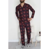 Düğmeli Süet Erkek Pijama Takımı Kırmızılaci - 42641.1951.