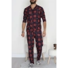 Düğmeli Süet Erkek Pijama Takımı Kırmızılaci - 42641.1951.