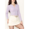 Düğmeli Triko Lila - 42697.2043.