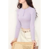 Düğmeli Triko Lila - 42697.2043.