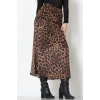 Düz Kesim Desenli Saten Etek Kahveleopar - 51243.2077.