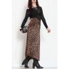 Düz Kesim Desenli Saten Etek Kahveleopar - 51243.2077.