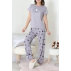 Enjeksiyon Baskı Milan Kumaş Pijama Takımı Gri - 630.1287.