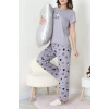 Enjeksiyon Baskı Milan Kumaş Pijama Takımı Gri - 630.1287.