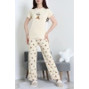 Enjeksiyon Baskı Milan Kumaş Pijama Takımı Kremayı - 630.1287.