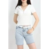 Fermuarlı Crop Body Beyaz - 70634.1019.