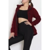 Fermuarlı Dik Yaka Polar Ceket Bordo - 52113.053.