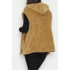 Fermuarlı Kapşonlu Peluş Yelek Camel - 51059.701.