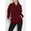 Fermuarlı Kapşonlu Polar Ceket Bordo - 52114.053.